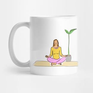 Yoga and Meditation. Relax, detachment, Zen. Interesting design, modern, interesting drawing. Hobby and interest. Concept and idea. Mug